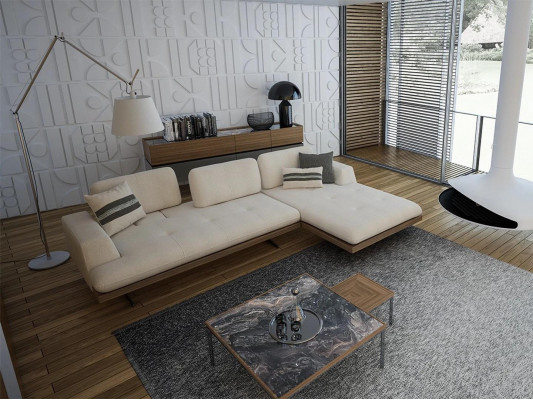 Moderne luxe bank bank woonkamer relax hoekbank L-vorm met 2 salontafels.