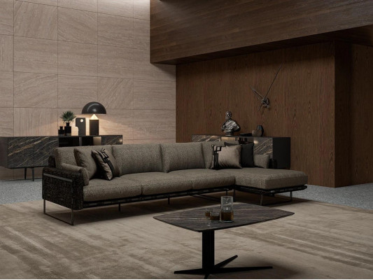 Ontwerper Braun bank bank L-vorm luxe gestoffeerde meubels woonkamer salontafel