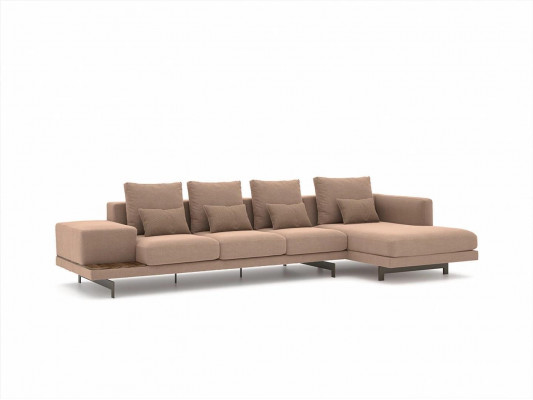 Luxe beige hoekbank L-vorm gestoffeerde meubels woonkamer designmeubels.
