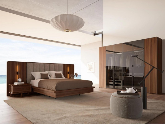 Modern slaapkamer kledingkast hout inrichting design kast nieuw.
