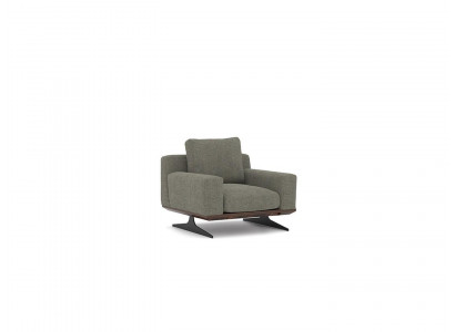 Luxe designstoel Moderne gestoffeerde fauteuil Grijs textiel zitting Nieuw