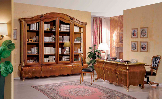 Bruin kantoorset Luxe bureau Vitrine Draaistoel Klassiek 3-delig