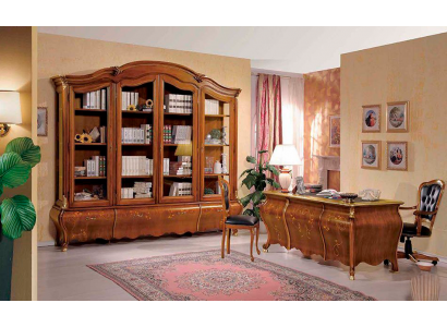 Bruin kantoorset Luxe bureau Vitrine Draaistoel Klassiek 3-delig