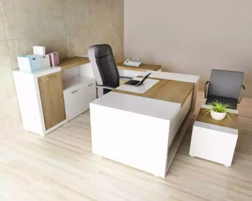 Hoekbureau bureau bureau salontafel archiefkast kantoormeubilair 3-delig.