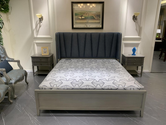 Modern bed upholstery design luxury double hotel beds furniture marriage wooden beds gray