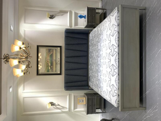 Modern bed upholstery design luxury double hotel beds furniture marriage wooden beds gray