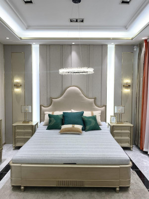 Ontwerp Dubbel Hotel Bed Slaapkamer Houten Meubels Bedbekleding Hout 180x200 Nieuw.
