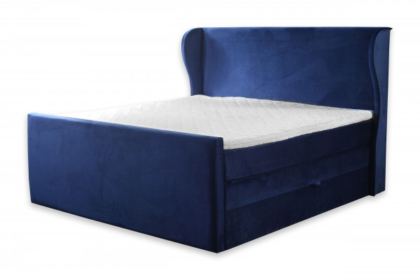 Designer-tweepersoonsbed in moderne stijl met minimalistische elementen.