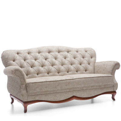 Chesterfield driezitsbank gestoffeerde meubels textielbank banken stof