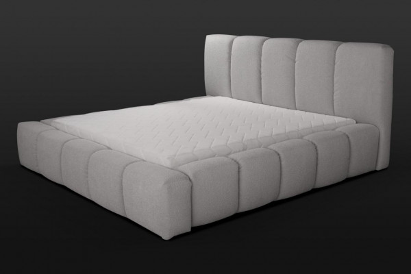 Bed grijs Tweepersoonsbed Slaapkamer Hout Meubel Ontwerp Bekleed Stof Nieuw
