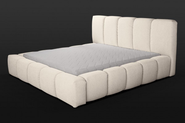 Bed Wit dubbel bed Slaapkamer Houten meubels Design Gestoffeerde meubels Stof