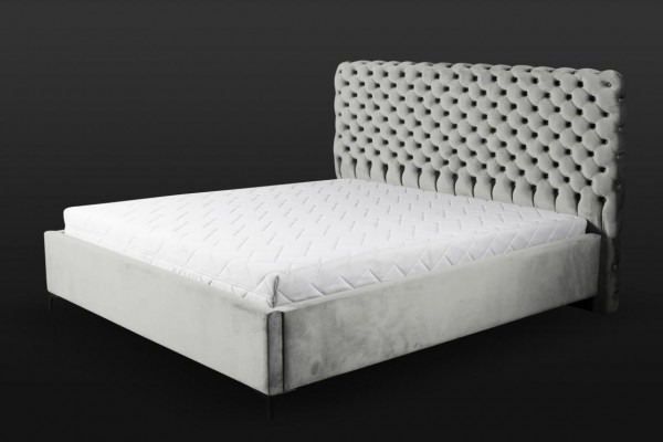 Grijs Chesterfield-bed Klassiek slaapkamermeubelontwerp Elegant stof