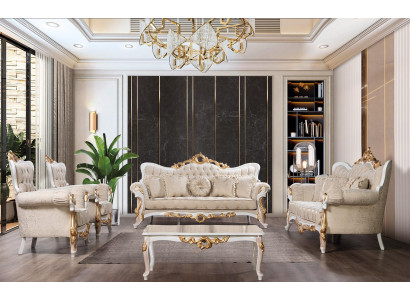 Sofagroep 3311 Zit Set Design Bank Bekleding Banken Klassieker Salontafel