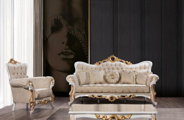Sofagroep 3311 Zit Set Design Bank Bekleding Banken Klassieker Salontafel