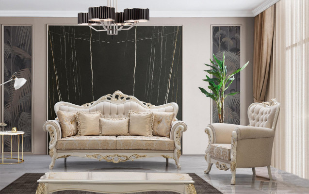 Bankstel 3+1 zitplaatsen Set Design Bank Beklede Banken Bank Klassieke Luxe