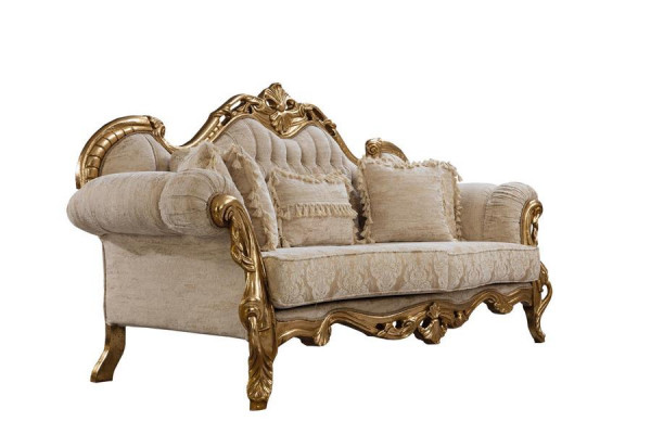 Chesterfieldbank en fauteuil in beige in hoogwaardig luxueus design