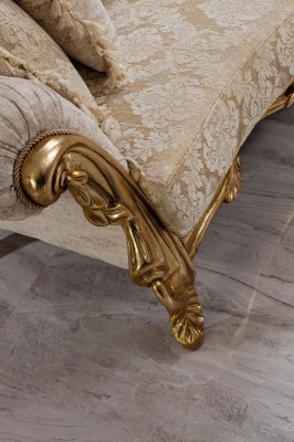 Chesterfieldbank en fauteuil in beige in hoogwaardig luxueus design