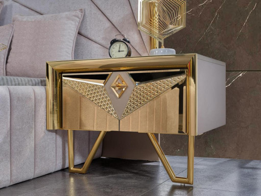 Slaapkamerset Bed Nachtkastjes Kaptafel met spiegel in elegante Italiaanse stijl in het wit