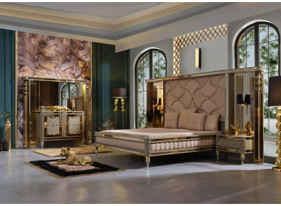 Ontwerper slaapkamer set tweepersoonsbed nachtkastjes dressoir met premium spiegel