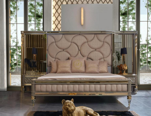 Ontwerper slaapkamer set tweepersoonsbed nachtkastjes dressoir met premium spiegel