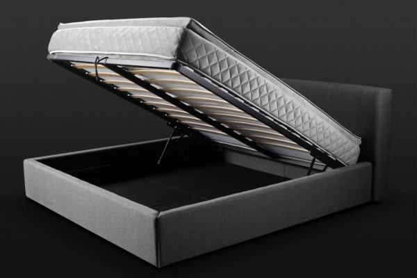 Grijs tweepersoonsbed gestoffeerde bedden lade ontwerp Elegante stof Bed
