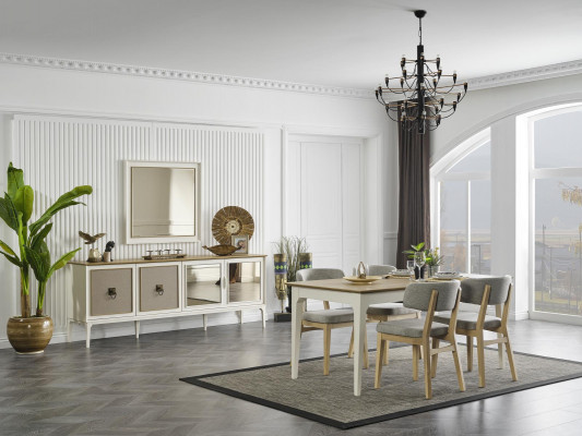 Stoel Eetkamer Fauteuil Stoelen Hout Beige Eenpersoons Modern Armstoel