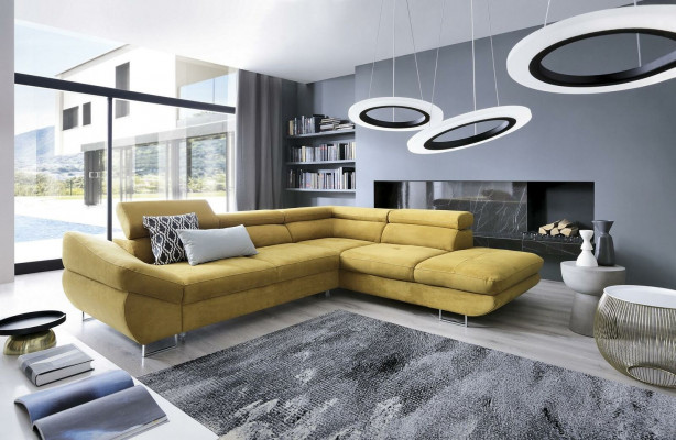 Hoekbanksets L-vorm bank zachte bekleding woonkamer meubels textiel geel nieuw