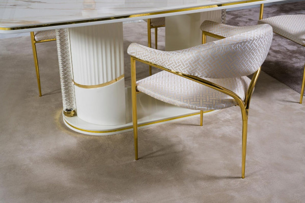 Eetkamerset Modern Eettafel + 6x Stoelen Tafel Hout Gestoffeerde Stoel 7-delige Groep