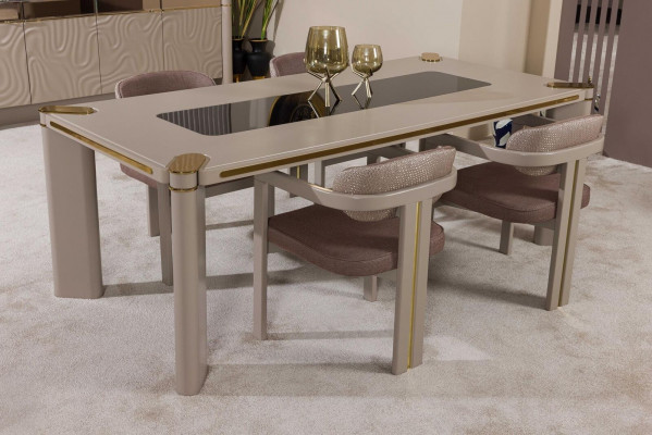 Luxe eetkamerset Eettafel + 6x stoelen Dressoir met 3x spiegels Eetgroepen