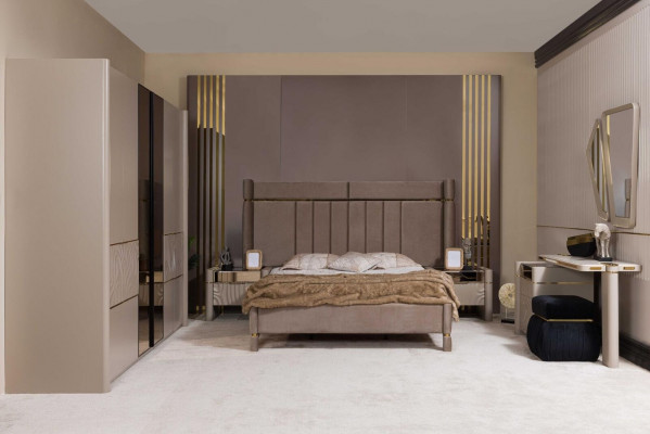 Slaapkamer set Bed 2x Nachtkastje Kledingkast Kaptafel met spiegel 5-delig Nieuw.