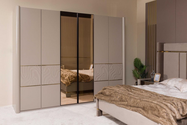 Slaapkamer set Bed 2x Nachtkastje Kledingkast Kaptafel met spiegel 5-delig Nieuw.