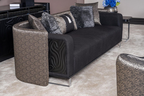 Driepersoonsbank 240cm Zwarte luxe bank Bankmeubels Textielstof Fluweel 3-zits