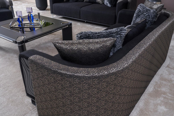 Driepersoonsbank 240cm Zwarte luxe bank Bankmeubels Textielstof Fluweel 3-zits
