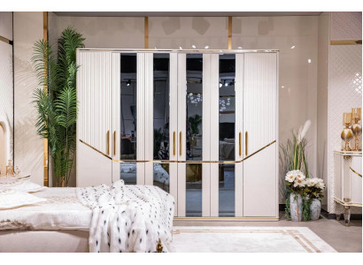 Kledingkast Kasten Kast Ontwerp Hout Beige Goud Modern Meubels 270cm