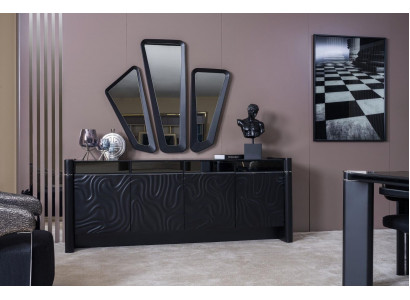 Sideboard 3x Spiegel Dressoir Luxe Set Commode Hout Moderne commodes
