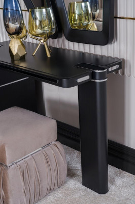 Kaptafel met spiegelkrukje make-up slaapkamer design meubels hout 2-delig.