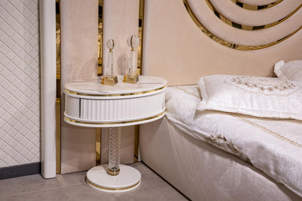 Slaapkamer set Luxe bed 2x nachtkastje kledingkast commode met spiegel 5-delig