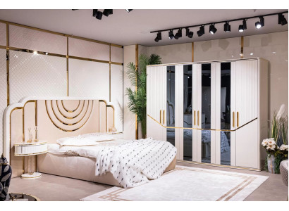 Modern slaapkamer set bed 2x nachtkastjes kledingkast design meubels 4-delig