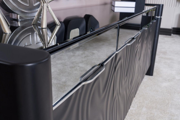 Zwart eetkamer set Eettafel 6x Stoel Dressoir 3x Spiegel Eetgroep Luxe