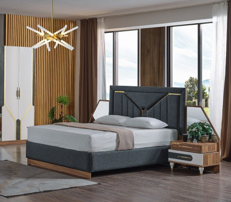 Luxe slaapkamerset Bed + 2x Nachtkastjes + Kast Hout Compleet Nieuw Modern