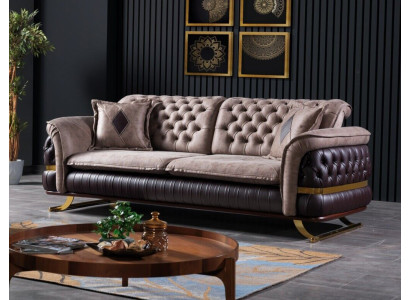 Drietandig designbankstel 3-zitsbank Textiel Chesterfield bankstel 3-zits stof Nieuw