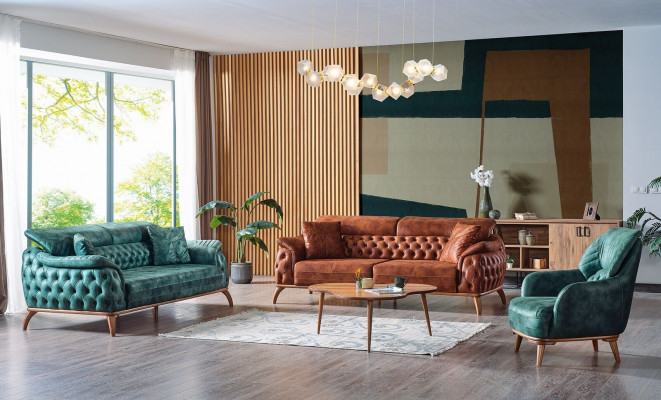 Klassieke bankstel 3+3+1 zits Chesterfield relax fauteuil meubelbank