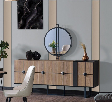 Sideboard dressoir met spiegel Luxe set commode houten dressoirs 193cm