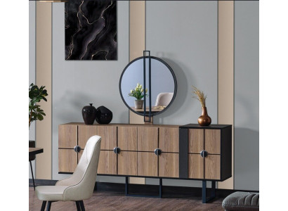 Sideboard dressoir met spiegel Luxe set commode houten dressoirs 193cm