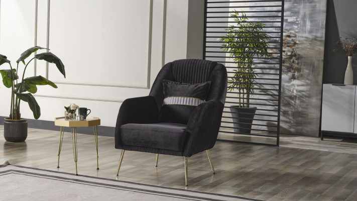 Elegante bankstoel, fauteuil, bankstel zwart Relax 2-delig woonkamer meubels