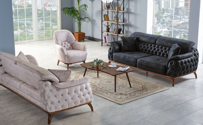Bankstel 3+3+1 Zits Modern Relax Fauteuil Chesterfield Moderne Stijl 3-delig Nieuw