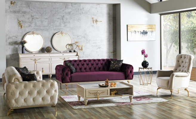 Ontwerper Bankstel 3+3+1 Zits Bank Bekleding Zitgroep Set Chesterfield Nieuw