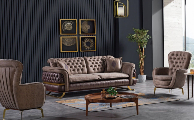 Ontwerper bankstel 3+3+1 zitsbank gestoffeerde bankstel set Chesterfield