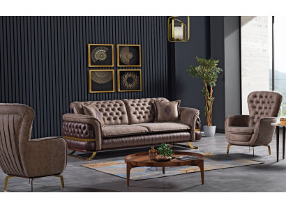 Ontwerper bankstel 3+3+1 zitsbank gestoffeerde bankstel set Chesterfield