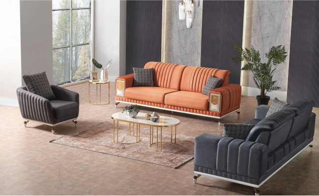 Sofaset 3+3+1 Zits Textiel Hout Bank 3 Zits Modern Fauteuil Complete Set